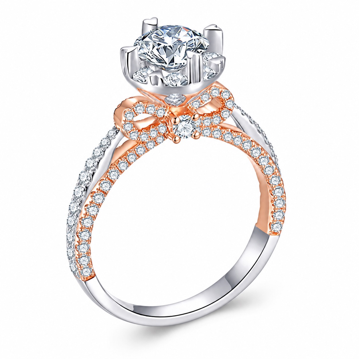 Rose Gold Bow Solitaire